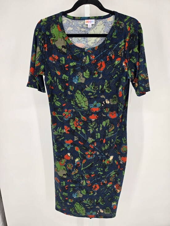 LuLaRoe Dresses & Skirts - Lularoe Womens Sz L Julia Dress 1/2 Sleeve Blue Red Floral NEW